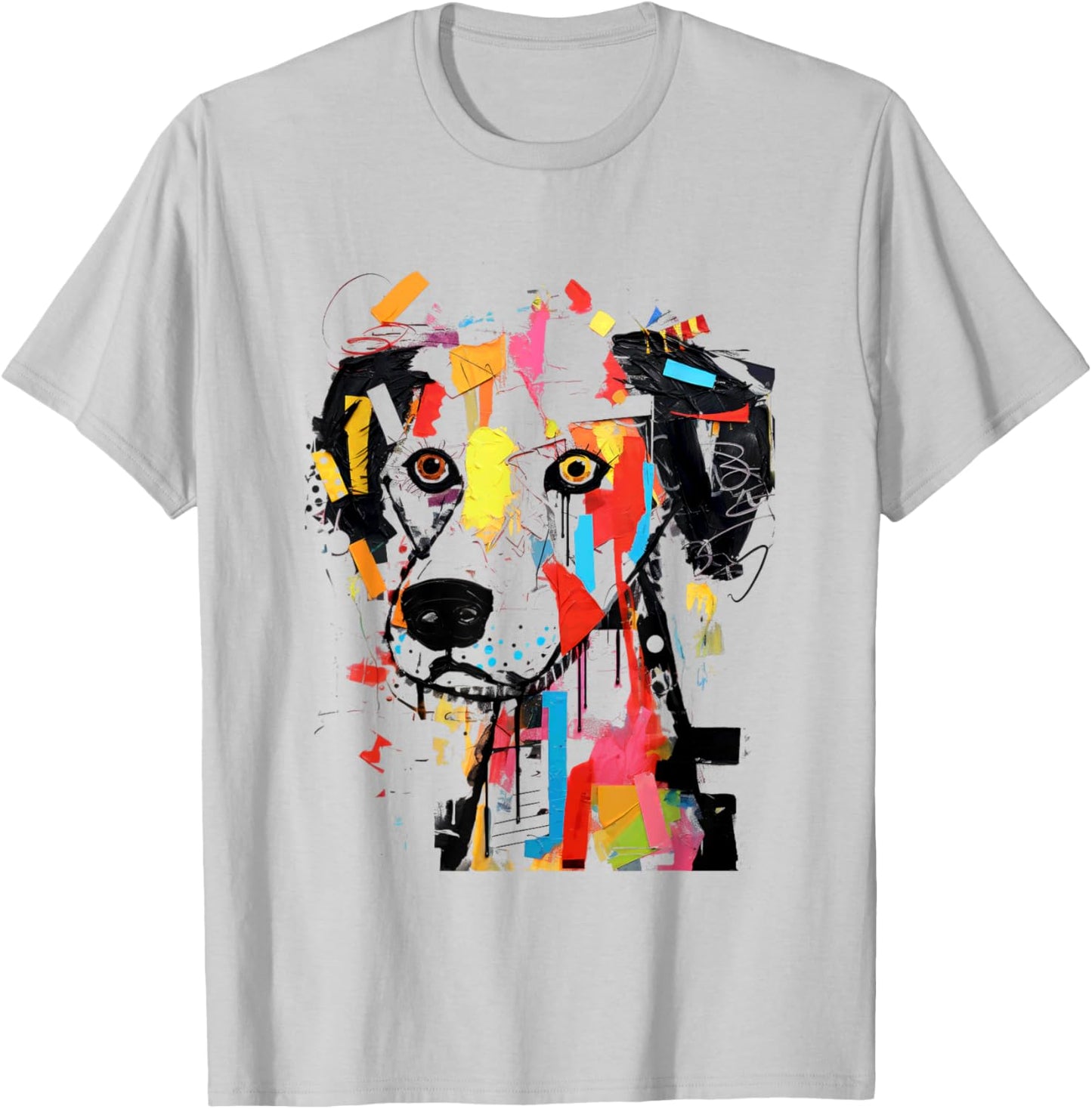 Colorful Abstract Dog Portrait Art Women Kids T-Shirt - T-Shirt | Ash