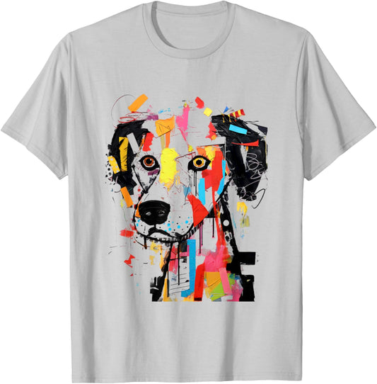 Colorful Abstract Dog Portrait Art Women Kids T-Shirt - T-Shirt | Ash