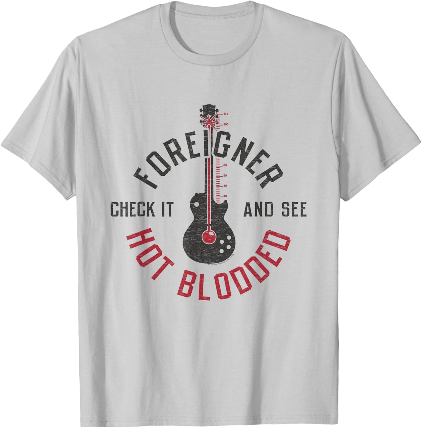 Foreigner Hot Blooded Guitar Thermometer Classic Rock Band T-Shirt - T-Shirt | Ash