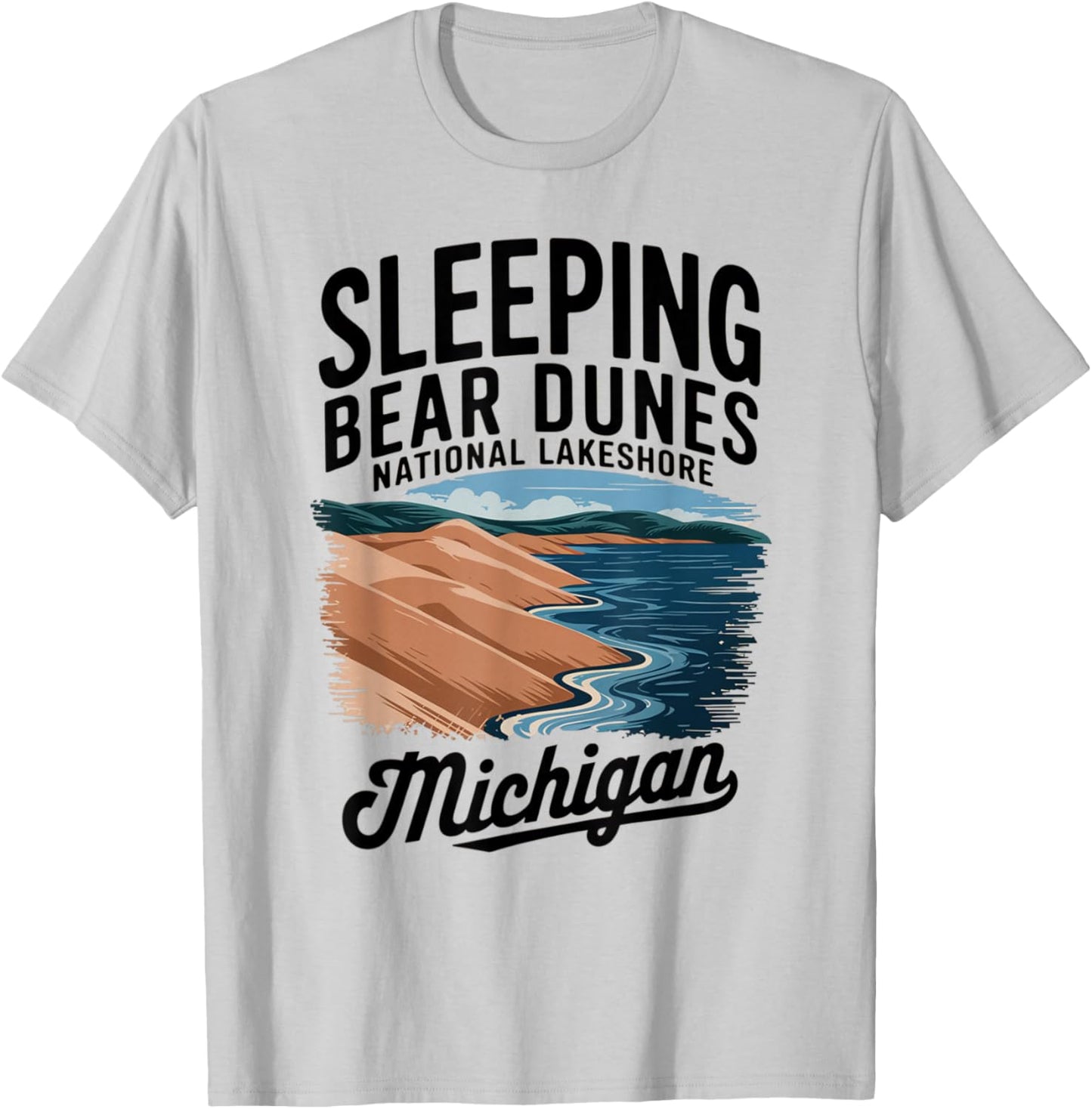 Explore Michigan's Iconic Sleeping Bear Dunes T-Shirt - T-Shirt | Ash