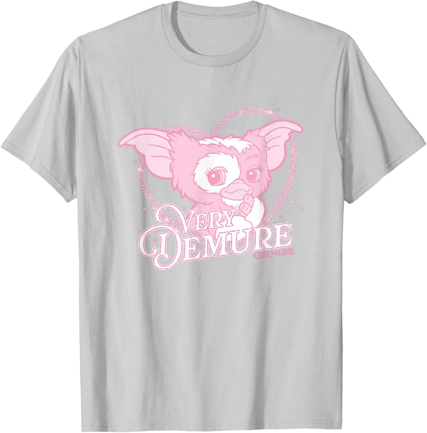 Gremlins Very Demure Cute Retro Heart Shape Big Chest Logo T-Shirt - T-Shirt | Ash