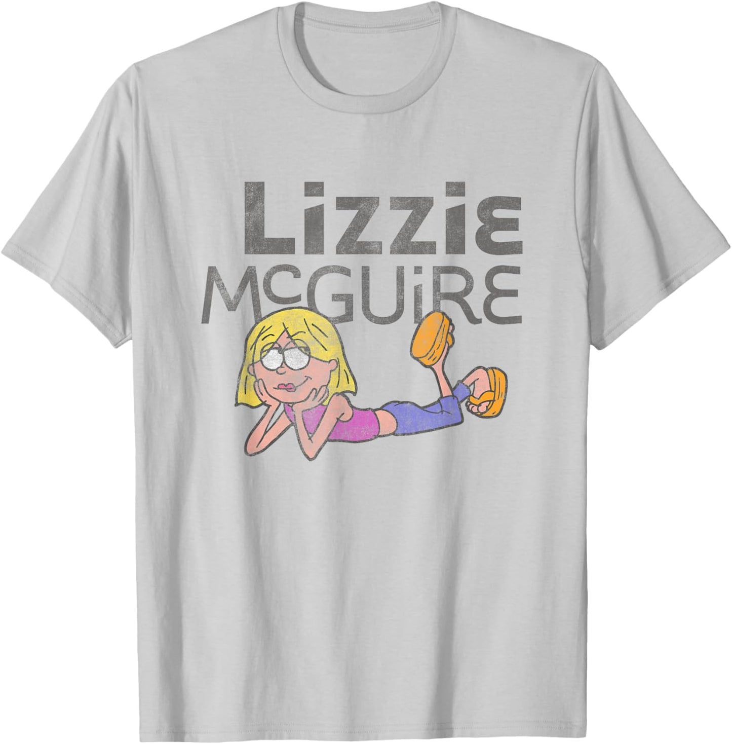 Disney Lizzy McGuire Iconic Toon Distressed Big Chest Logo T-Shirt - T-Shirt | Ash