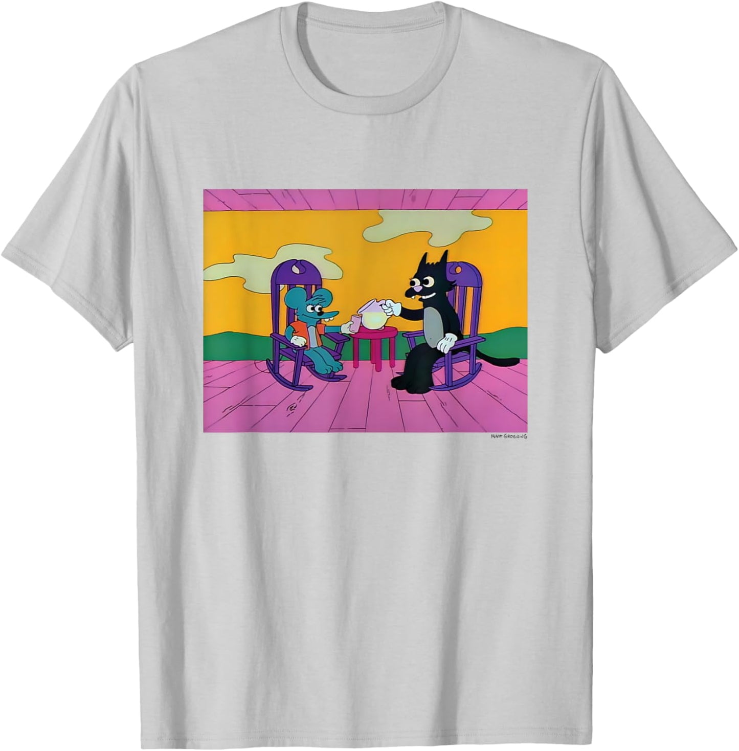 The Simpsons Iconic Itchy And Scratchy Lemonade Time Logo T-Shirt - T-Shirt | Ash