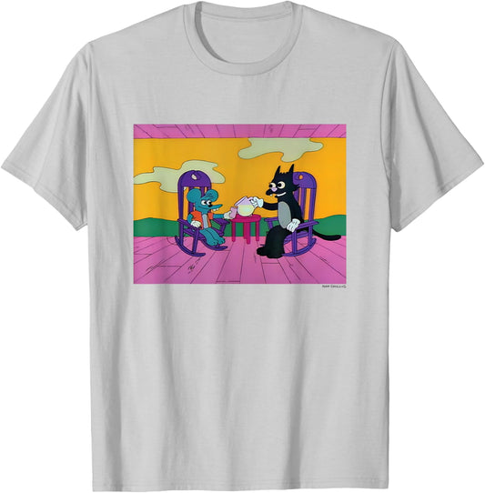 The Simpsons Iconic Itchy And Scratchy Lemonade Time Logo T-Shirt - T-Shirt | Ash