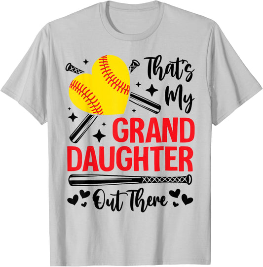 That's My Granddaughter Out There Softball Grandma Grandpa T-Shirt - T-Shirt | Ash