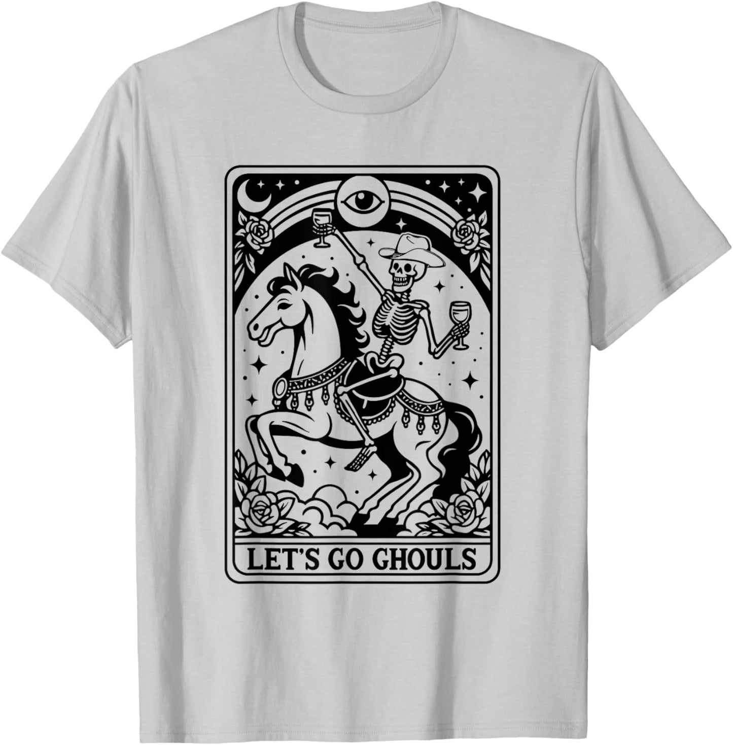 Let's Go Ghouls Skeleton Cowgirl Tarot Card Bachelorette T-Shirt - T-Shirt | Ash