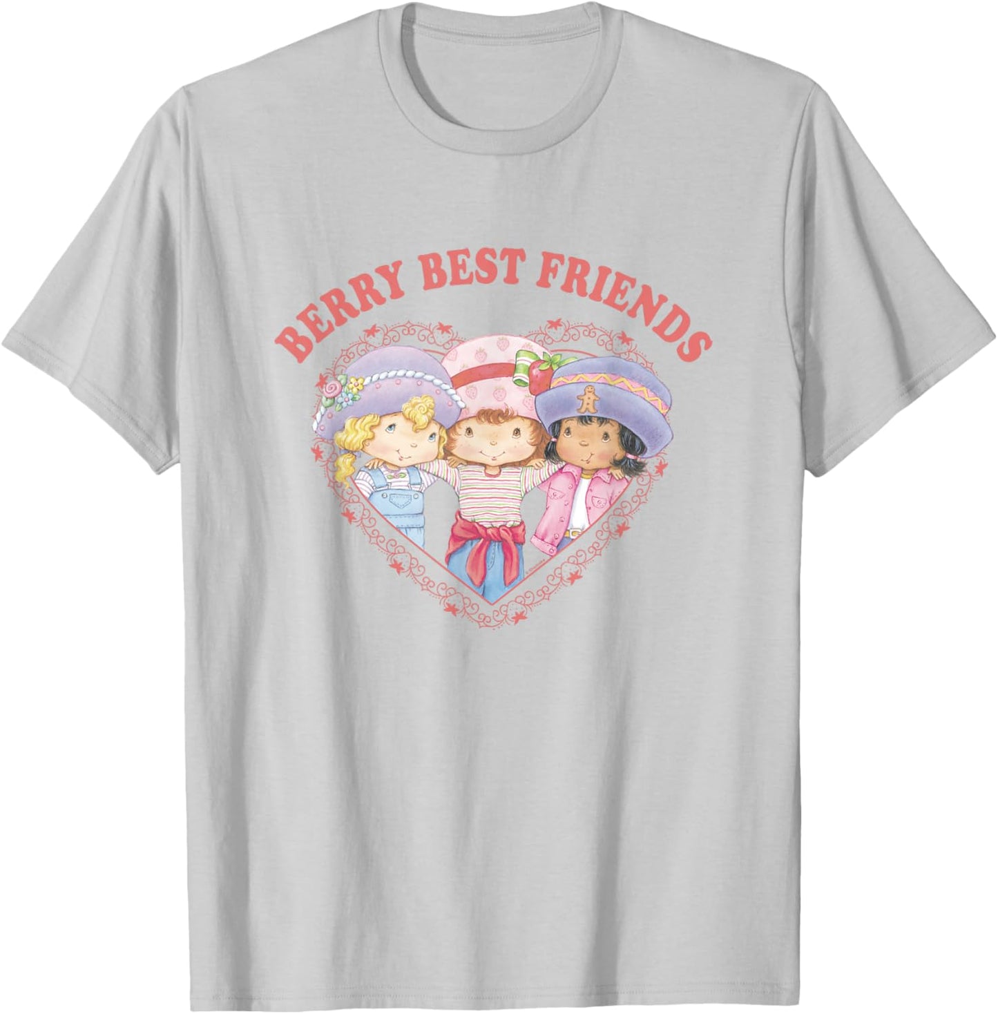 Strawberry Shortcake Berry Best Friends Group Shot Big Logo T-Shirt - T-Shirt | Ash