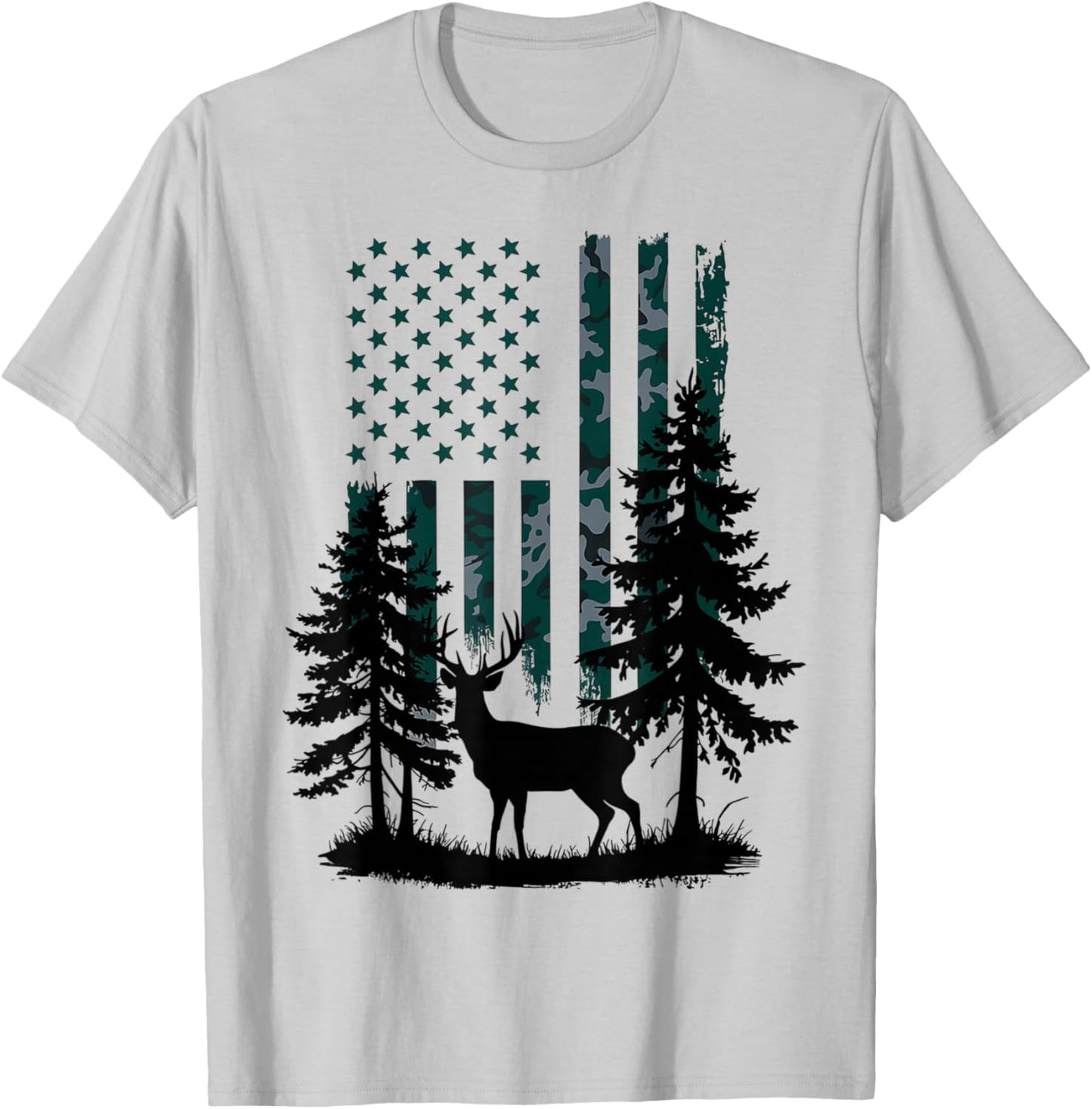 Boys Kids Orange Hunting Shirt Deer Hunter Toddler Camo Flag T-Shirt - T-Shirt | Ash