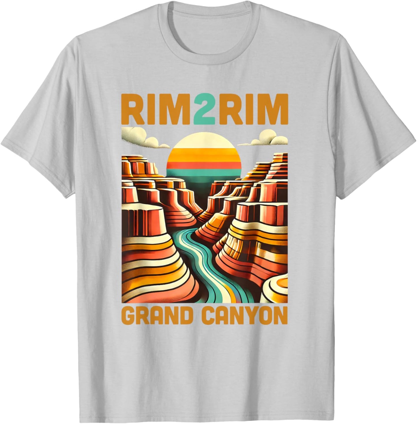 Vintage Rim 2 Rim Grand Canyon Trail Run, R2R2R Run Hiking T-Shirt - T-Shirt | Ash