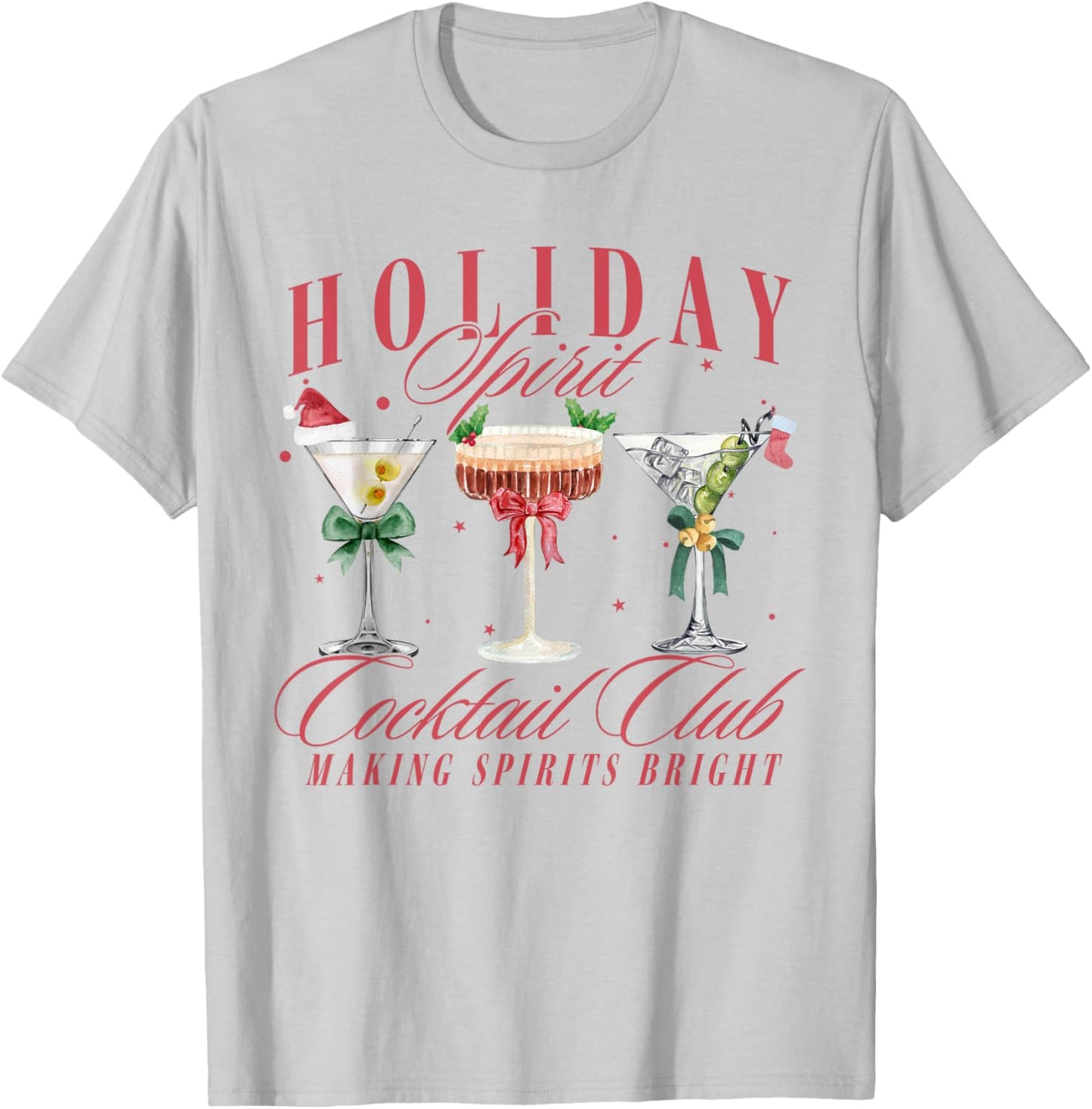 Holiday Spirit Cocktail Club Espresso Martini Christmas T-Shirt - T-Shirt | Ash