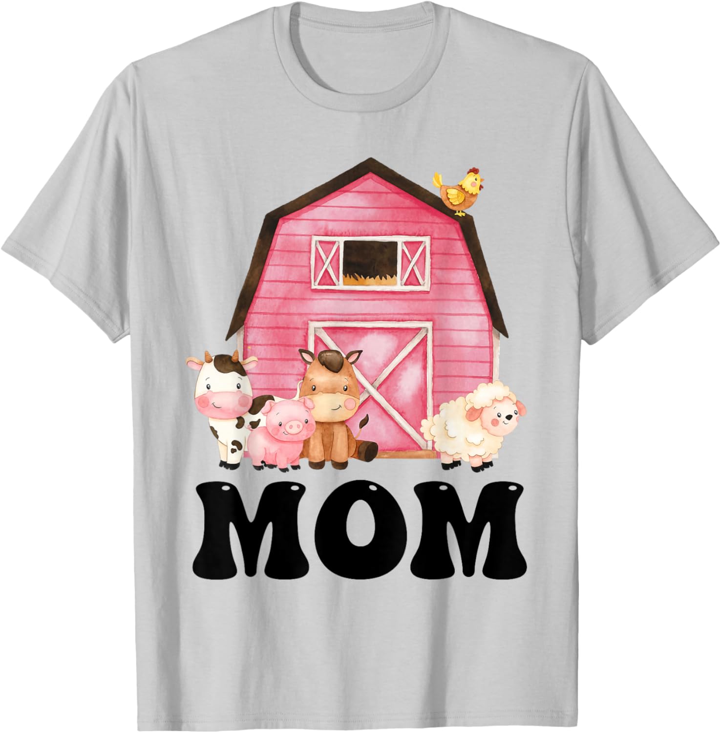 Funny Mom Farm Animals Birthday Theme Matching Family T-Shirt - T-Shirt | Ash