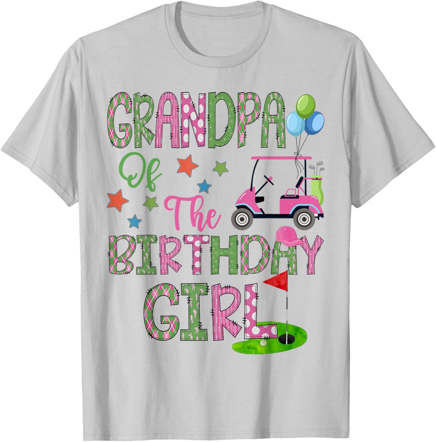 Grandpa Of The Birthday Girl Hole In One Golf 1St Bday T-Shirt - T-Shirt | Ash