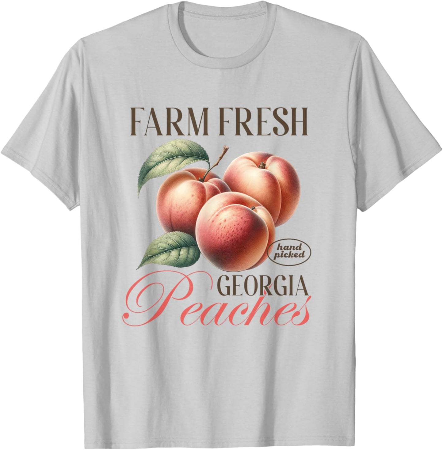 Vintage Farm Fresh Georgia Peaches Shirt Peach Fruit Lover T-Shirt - T-Shirt | Ash