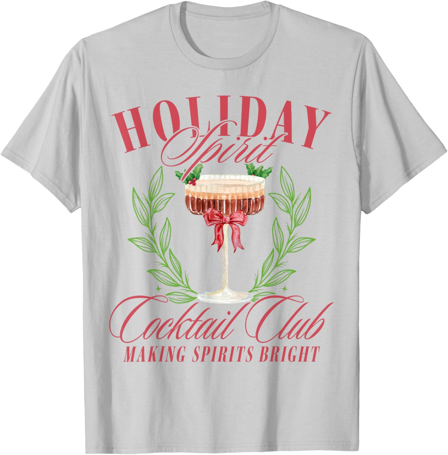 Holiday Spirit Cocktail Club Christmas Espresso Martini T-Shirt - T-Shirt | Ash