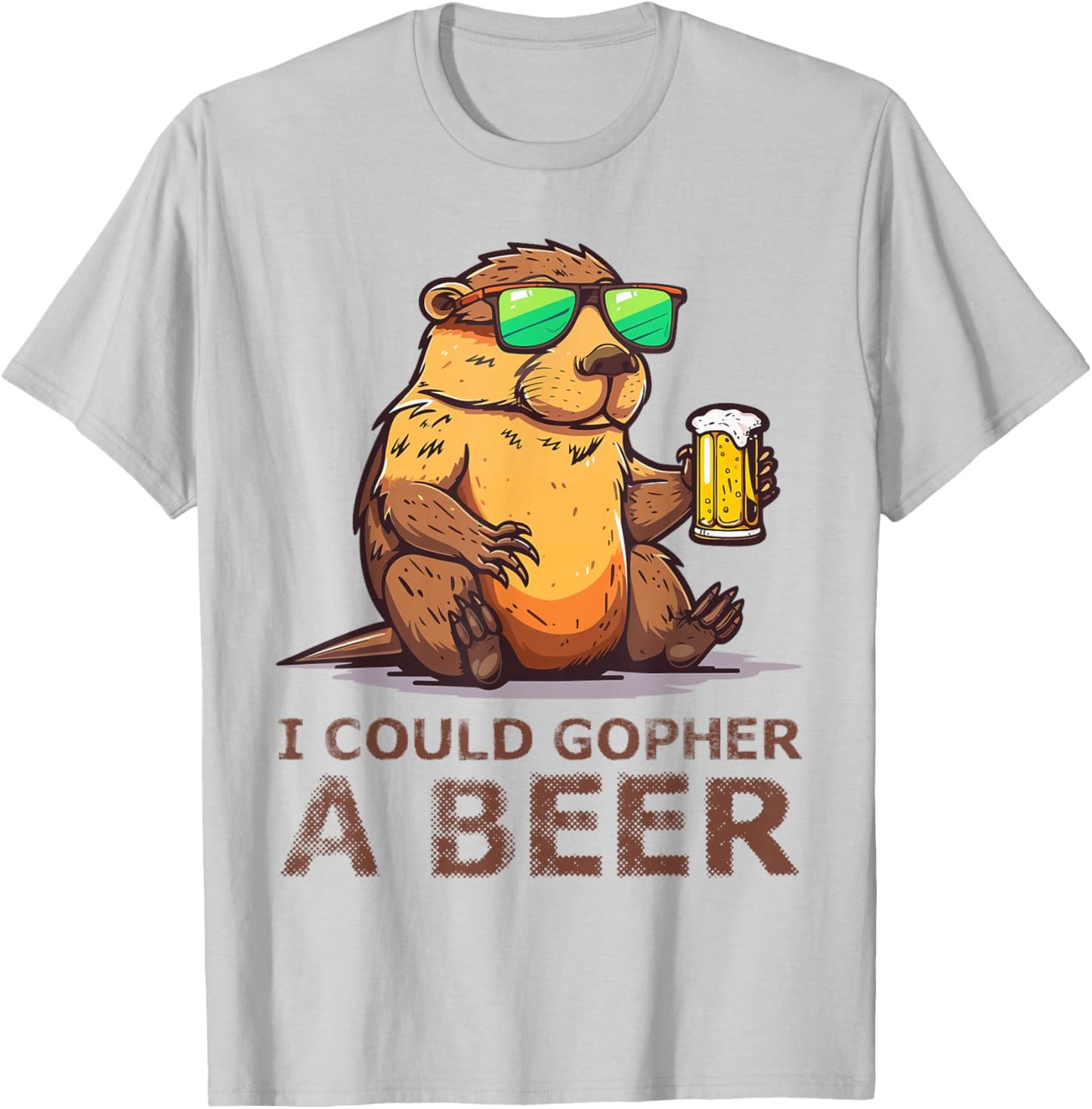 I Could Gopher A Beer Funny Drinking T-Shirt - T-Shirt | Ash