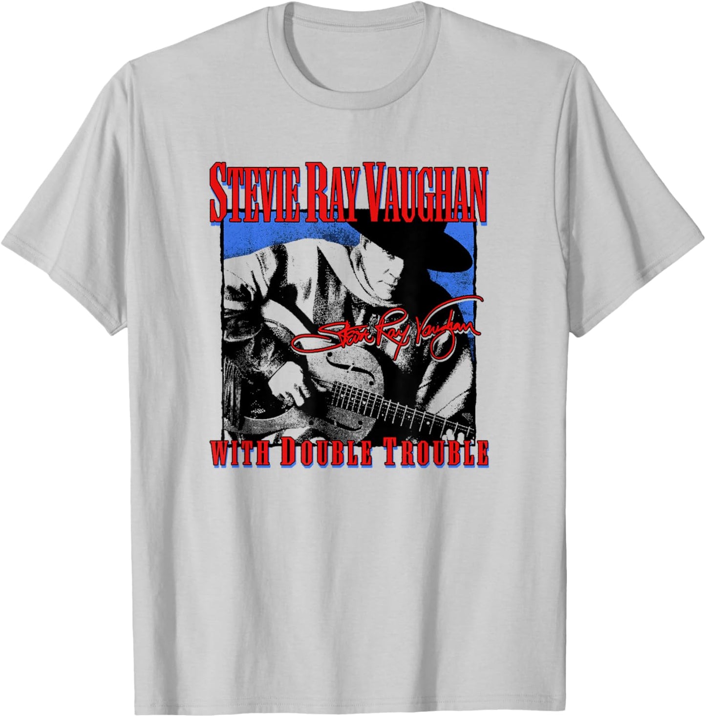 Stevie Ray Vaughan with Double Trouble T-Shirt - T-Shirt | Ash