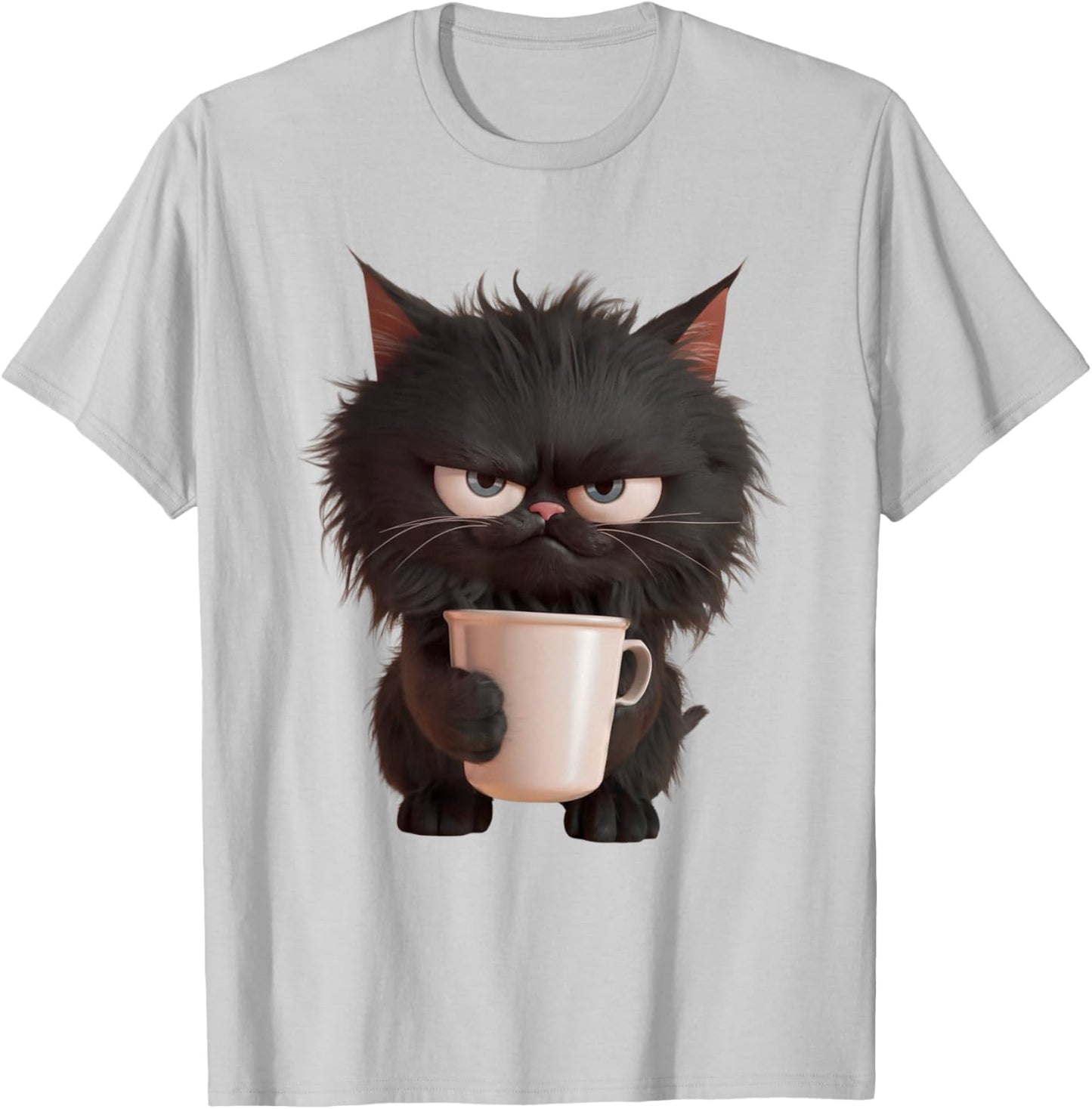 Grumpy Coffee Cat Mom and Dad Morning Coffe with Cats T-Shirt - T-Shirt | Ash