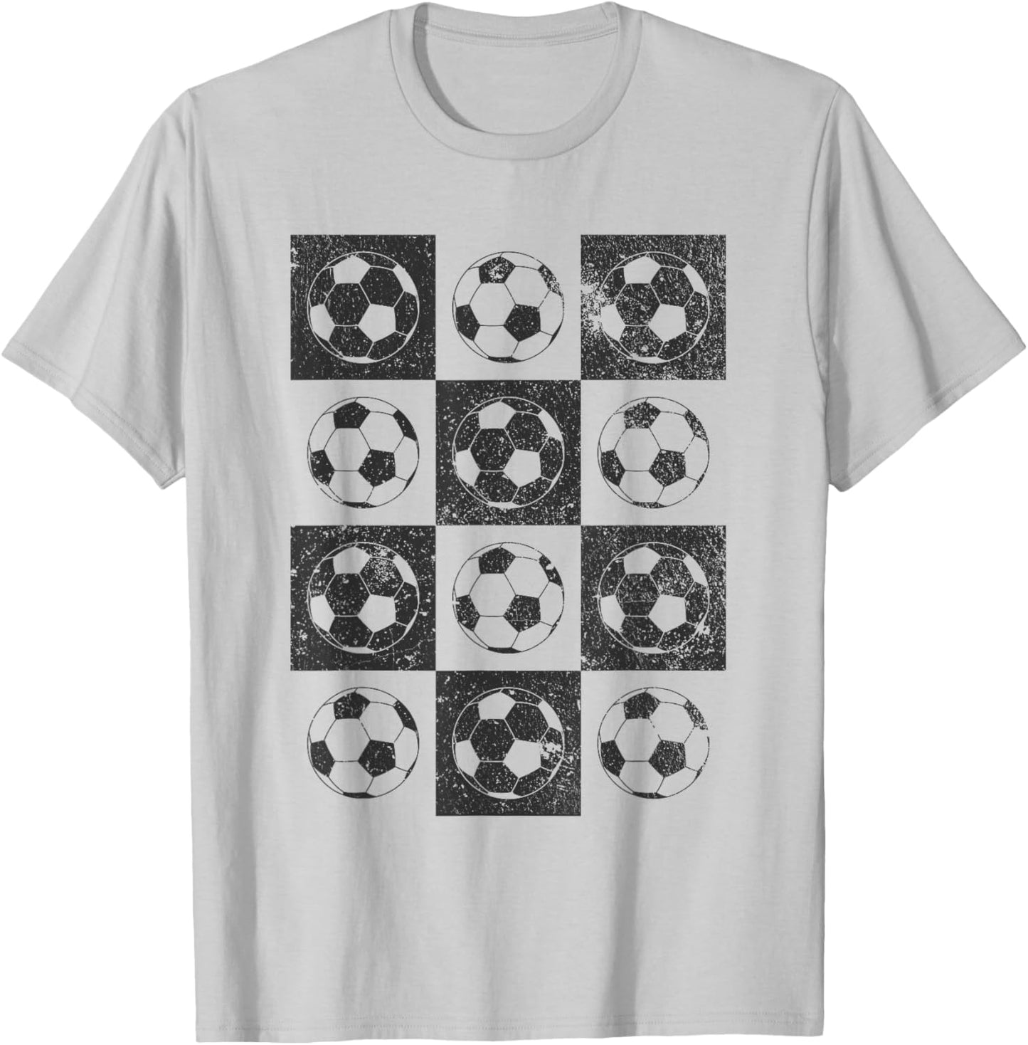 Retro Checkerboard Checkered Soccer Lover T-Shirt - T-Shirt | Ash