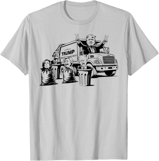 Trump Garbage Truck Kamala Biden Clinton Obama T-Shirt - T-Shirt | Ash