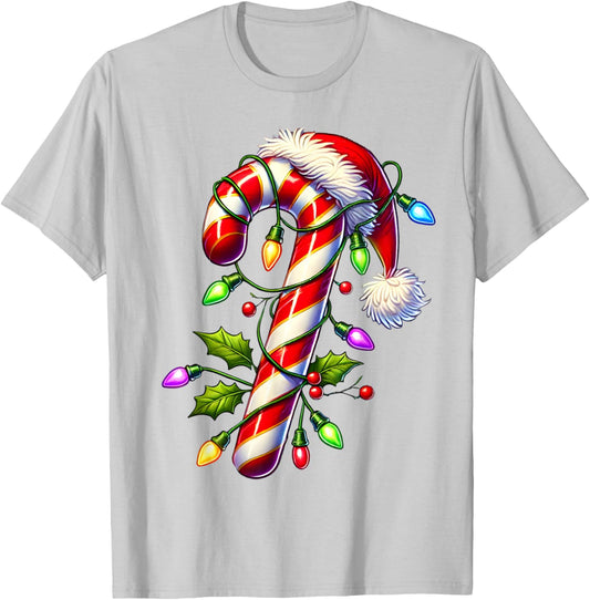 Candy Cane Crew Christmas Light Family Xmas Santa Boys Girls T-Shirt - T-Shirt | Ash