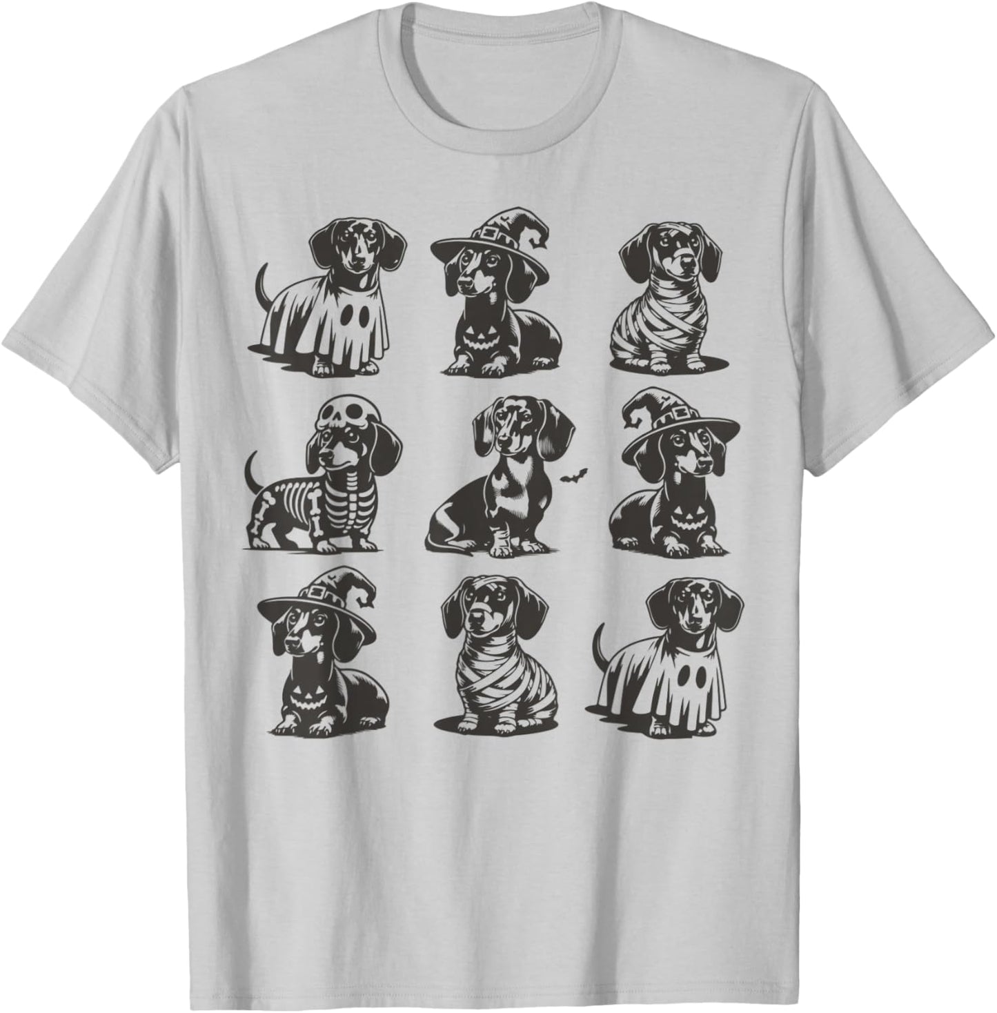 Dachshund Halloween Spooky Dog Wiener T-Shirt - T-Shirt | Ash
