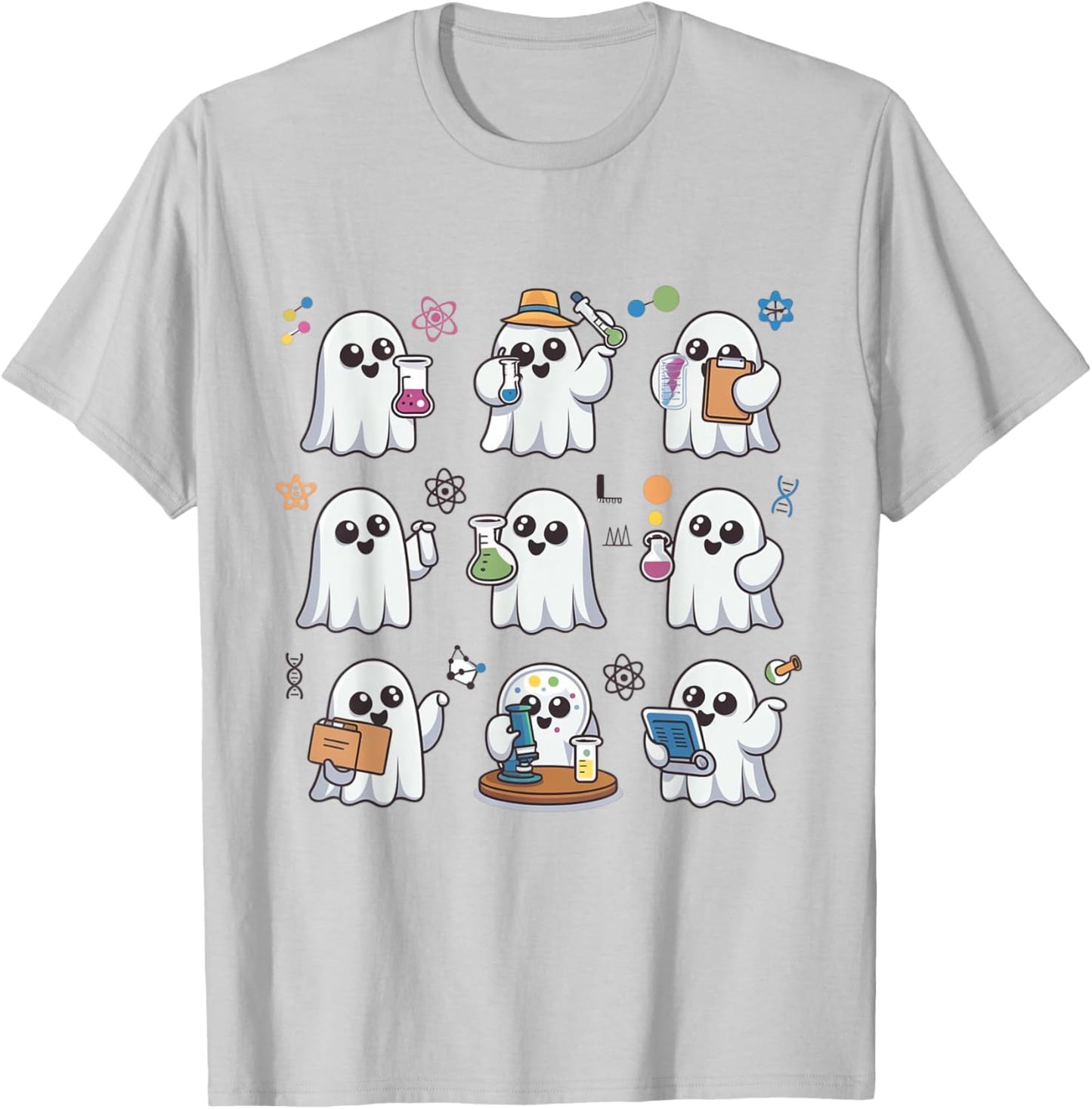 Ghost Science Teacher Chemistry Laboratory Halloween Costume T-Shirt - T-Shirt | Ash