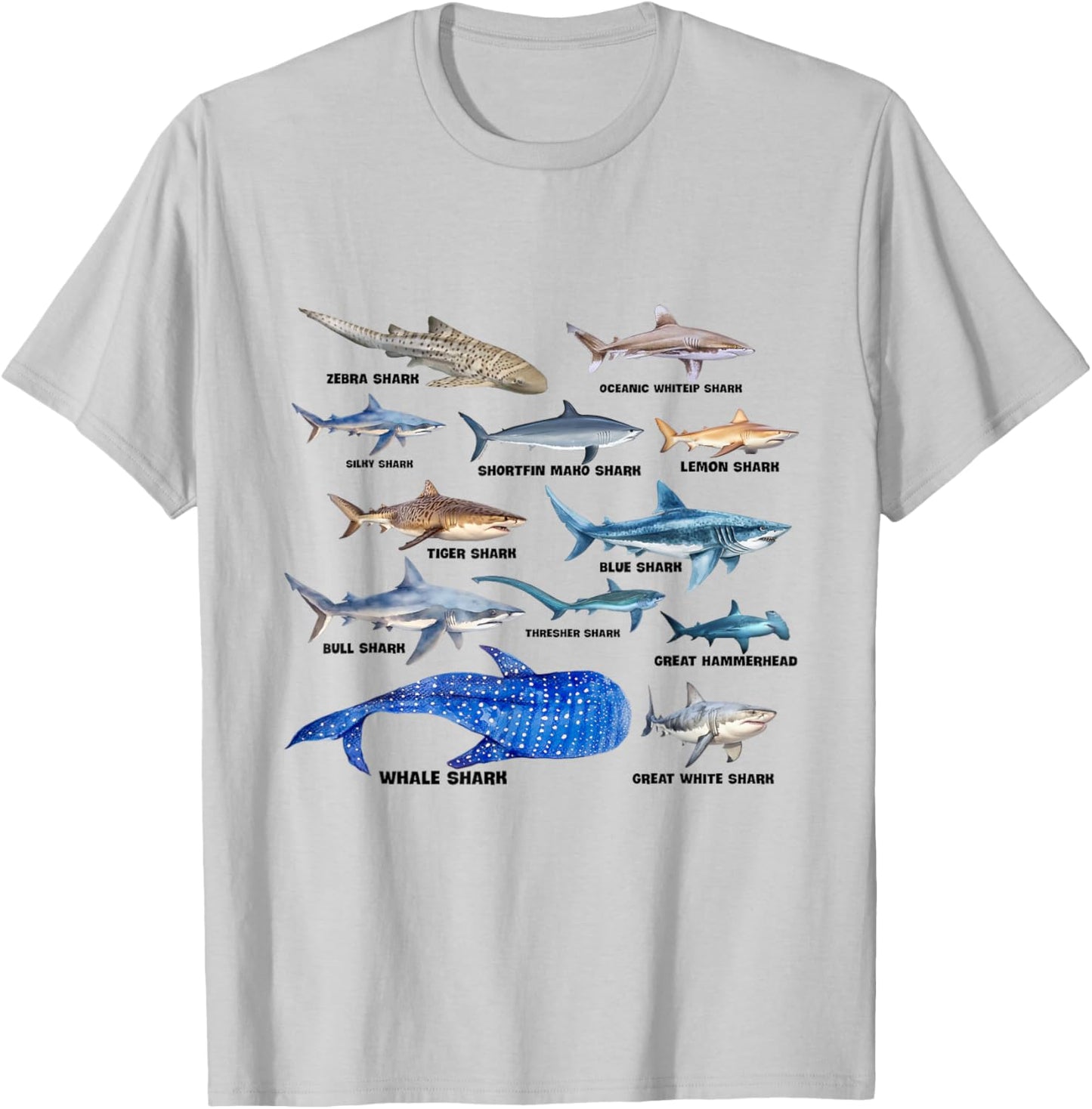 Bite Shark Species Guide Lovers Theme Shark Boy Men T-Shirt - T-Shirt | Ash