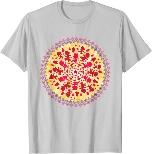 Peanuts Christmas Snoopy Symmetrical Ice Skating T-Shirt - T-Shirt | Ash