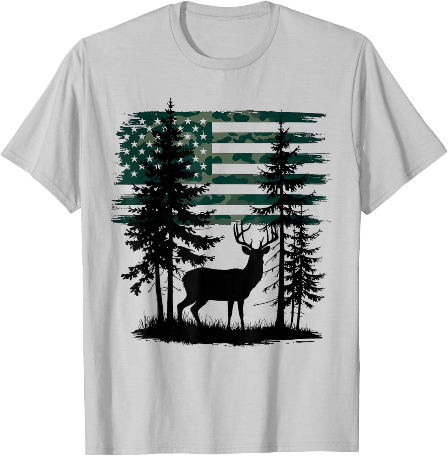 Men Kids Boys Hunting Shirt Deer Hunters Toddler Camo Flag T-Shirt - T-Shirt | Ash