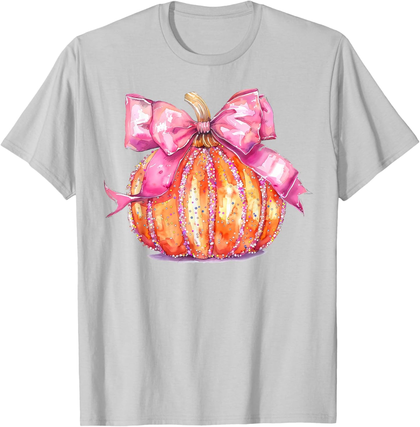 Coquette Pumpkin Bow Disco Ball Cute Girly Halloween Costume T-Shirt - T-Shirt | Ash