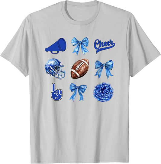 Football Coquette Bow Football Mom Game Day Women Girls Kids T-Shirt - T-Shirt | Ash