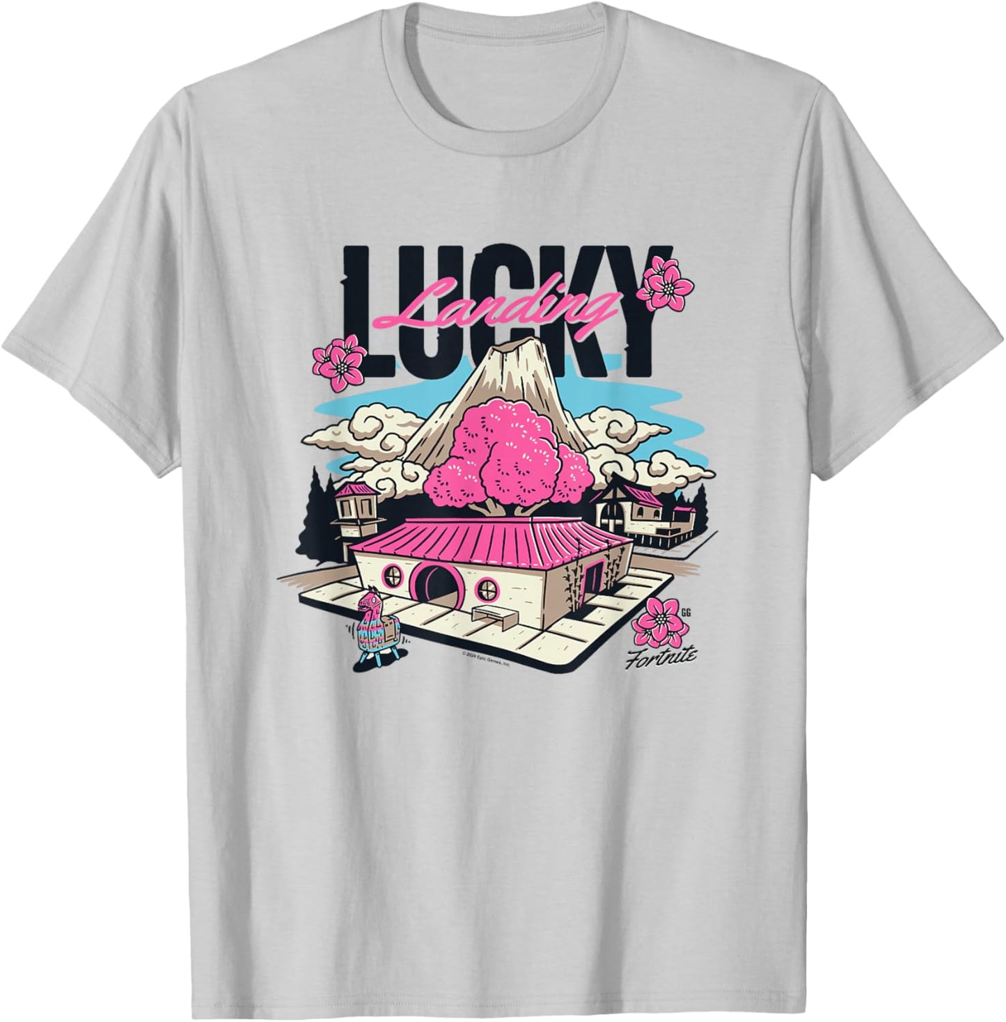 Fortnite Lucky Landing Pink Island Big Chest Poster T-Shirt - T-Shirt | Ash