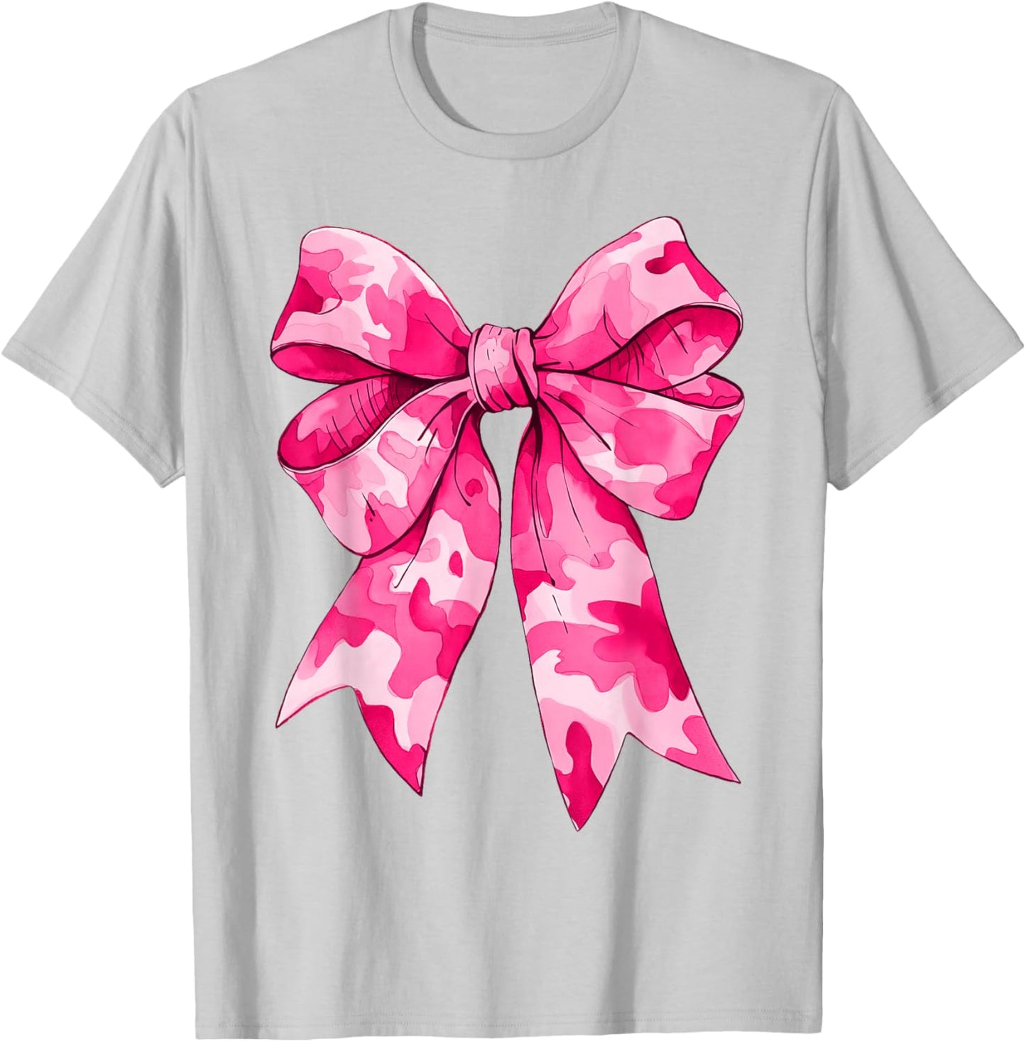 Girl Cute Pink Camo Color Coquette Bow Camouflage T-Shirt - T-Shirt | Ash