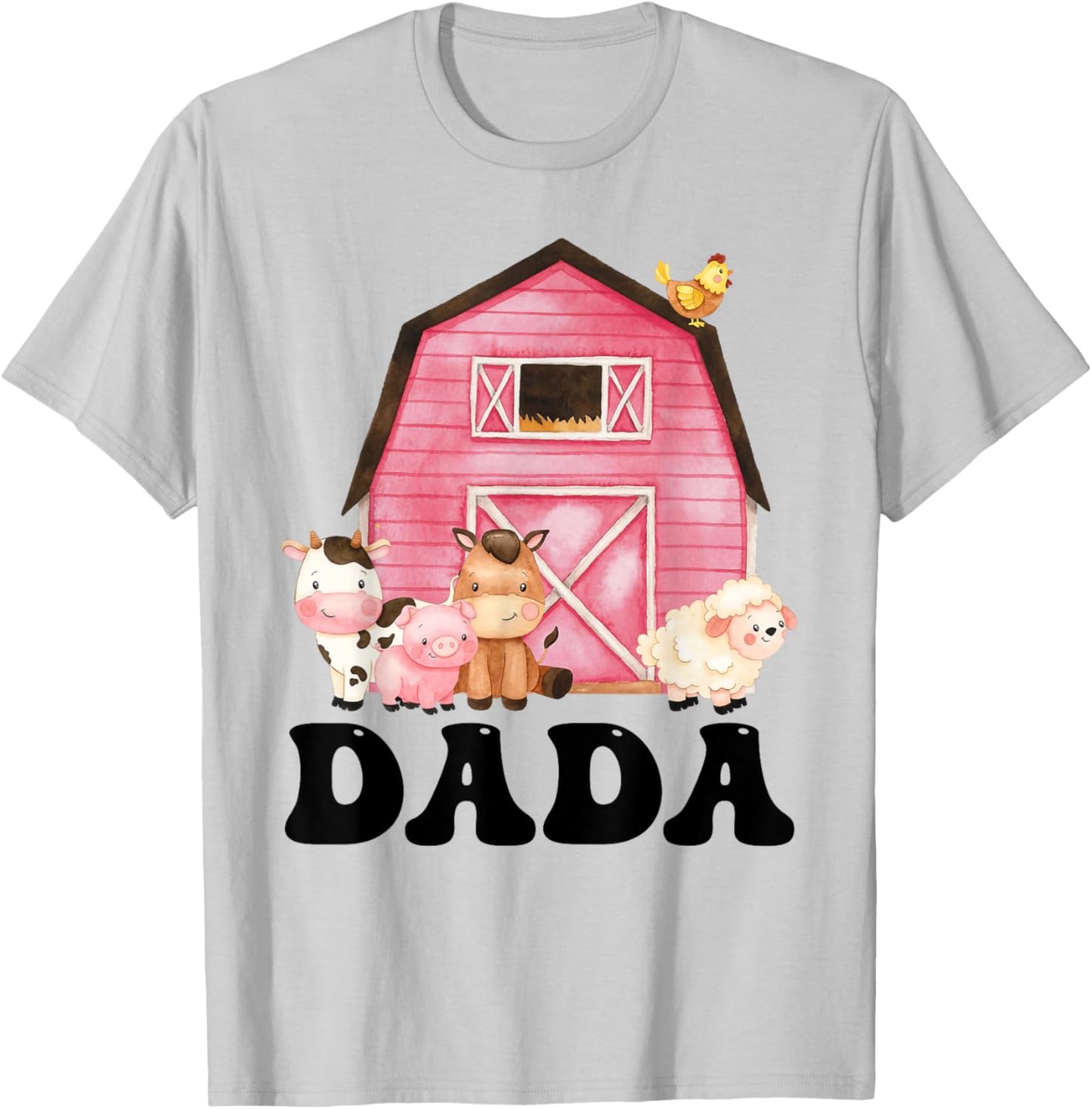 Funny Dada Farm Animals Birthday Theme Matching Family T-Shirt - T-Shirt | Ash