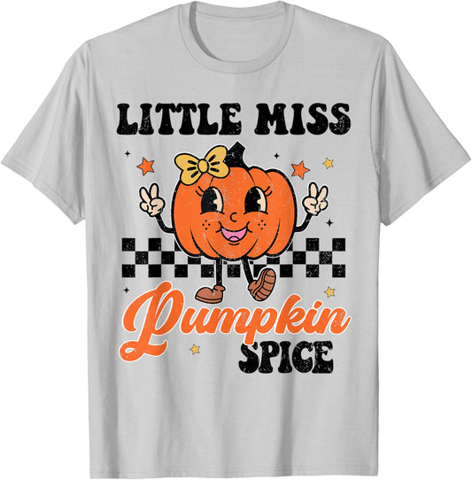 Funny Little Pumpkin Spice Baby Toddler Miss Girl Halloween T-Shirt - T-Shirt | Ash