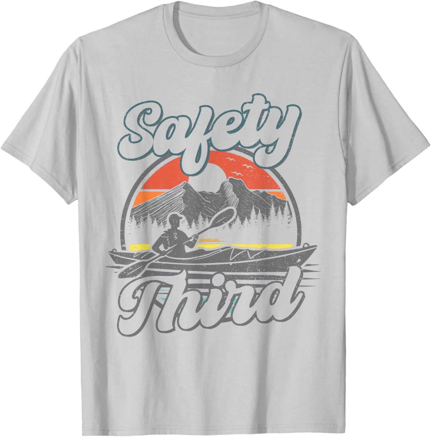 Safety Third Kayak Boating Retro Kayaking Funny Men T-Shirt - T-Shirt | Ash