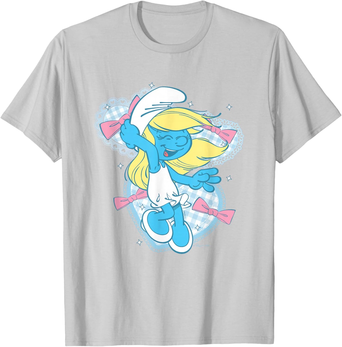 The Smurfs Cute Coquette Smurfette Pastel Color Chest Logo T-Shirt - T-Shirt | Ash