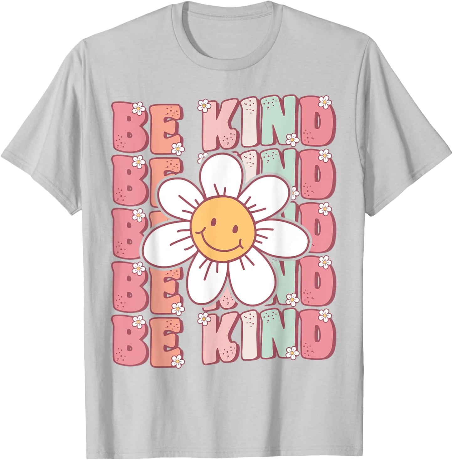 Groovy Be Kind Retro Cute Daisy Flower Positivity Kindness T-Shirt - T-Shirt | Ash