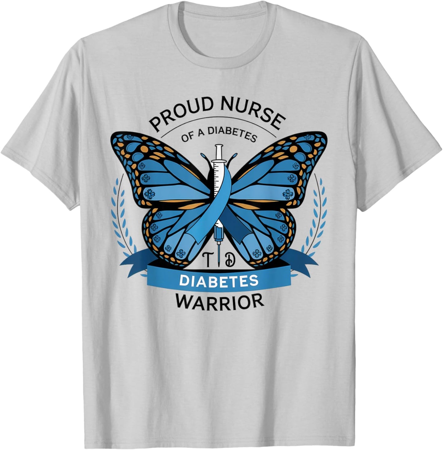 Proud Nurse Diabetes Warrior T1D Awareness T-Shirt - T-Shirt | Ash