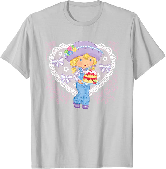 Strawberry Shortcake Cute Coquette Angelcake Big Chest Logo T-Shirt - T-Shirt | Ash