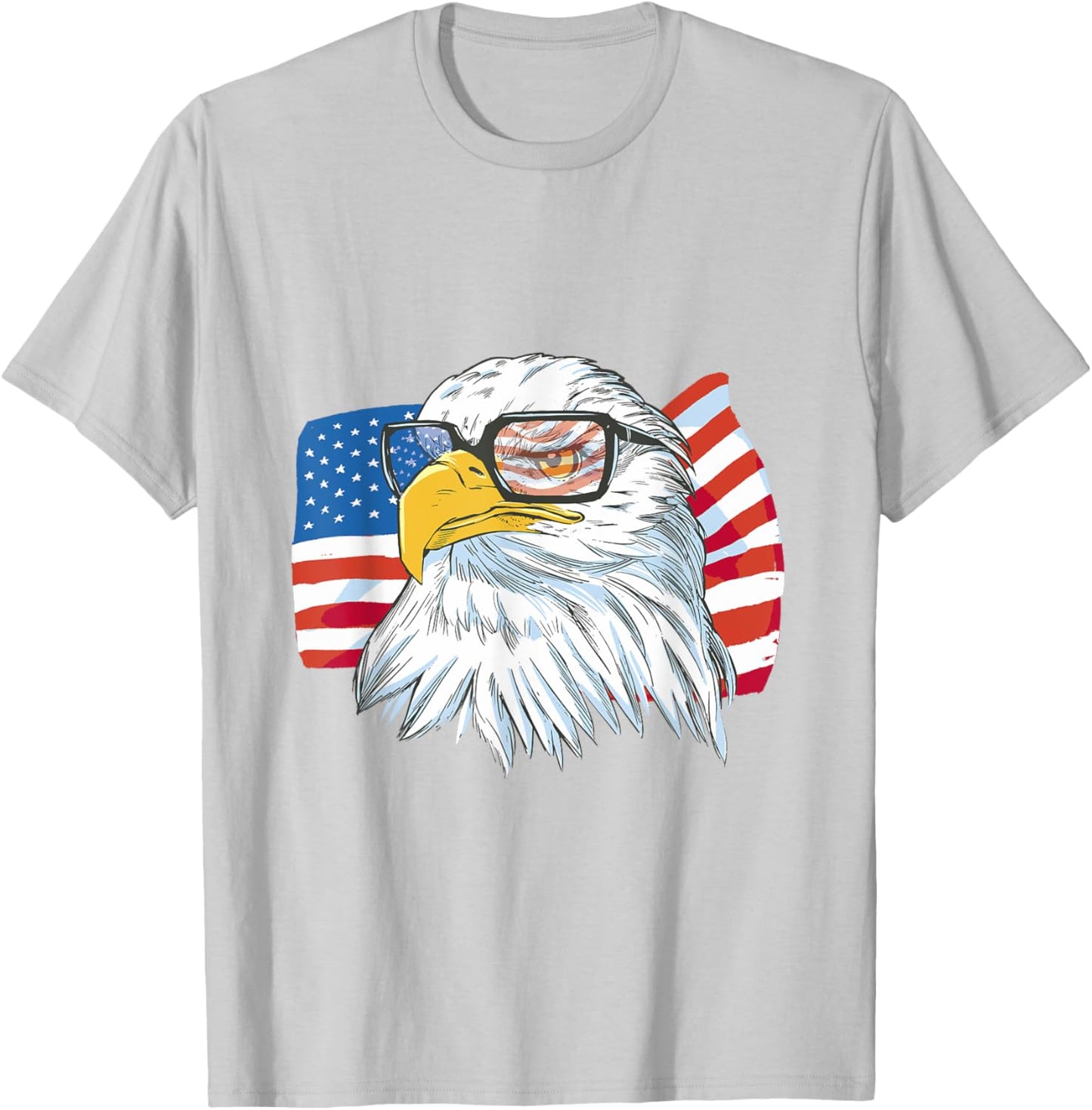 USA Bald Eagle Flag Patriotic T-Shirt - T-Shirt | Ash