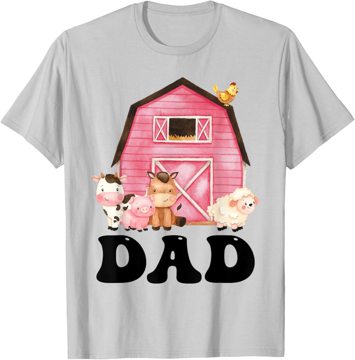 Funny Dad Farm Animals Birthday Theme Matching Family T-Shirt - T-Shirt | Ash
