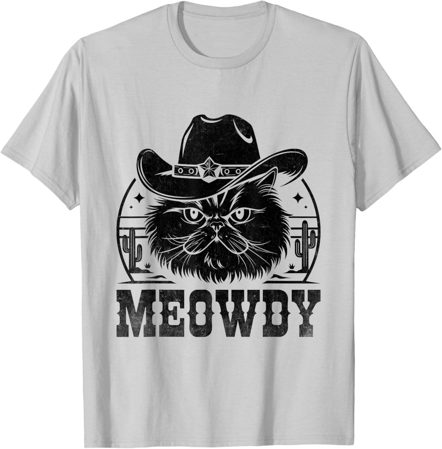 Meowdy Cowboy Persian Cat Persian Longhair T-Shirt - T-Shirt | Ash