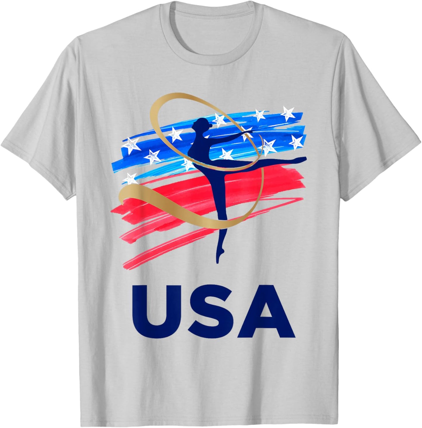 USA Sport Team Gear Summer Gymnastics White Small Classic Fit USA Flag T-Shirt - T-Shirt | Ash
