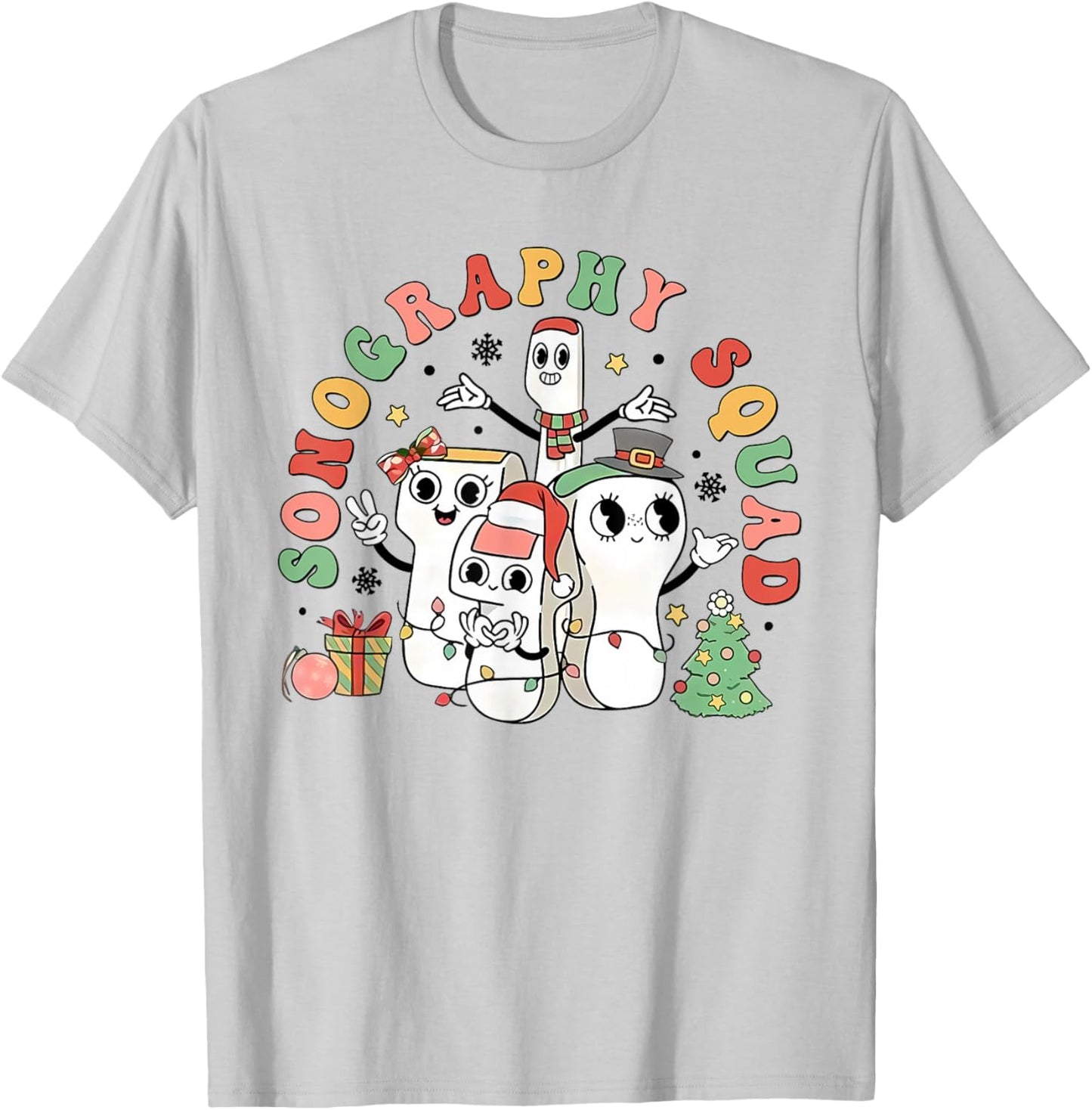 Sonography Squad Ultrasound Awareness Month Christmas T-Shirt - T-Shirt | Ash