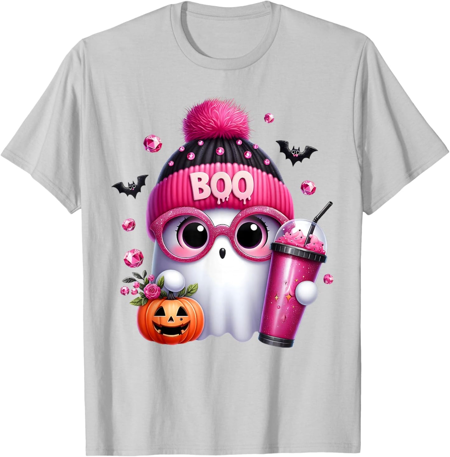 Cute Pink Ghost Boo Halloween Costume for Girl Kids Toddler T-Shirt - T-Shirt | Ash