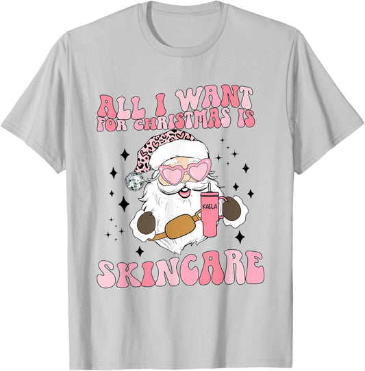 Retro Skincare Christmas Santa Esthetician Skin Therapist T-Shirt - T-Shirt | Ash