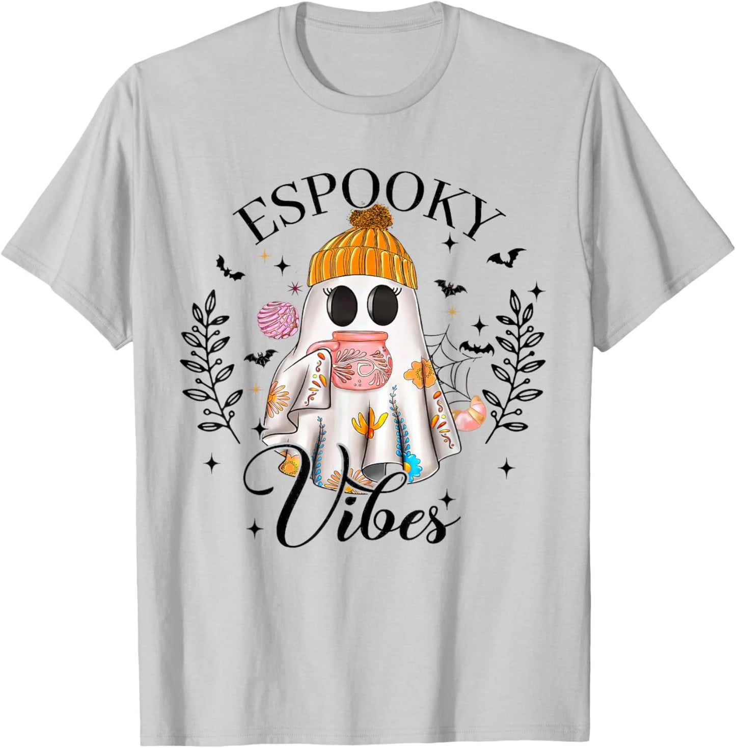 Mexican Ghost, Espooky Vibes, Espooky Season, Spooky Conchas T-Shirt - T-Shirt | Ash