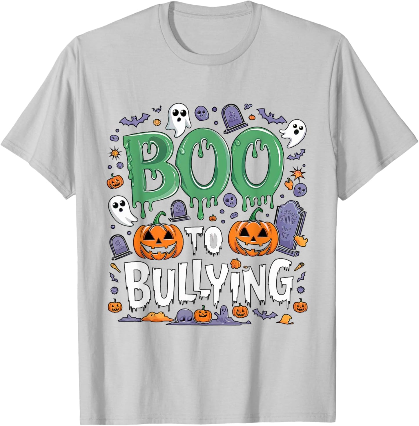 Boo Anti Bullying Funny Halloween Orange Unity Day Boys T-Shirt - T-Shirt | Ash