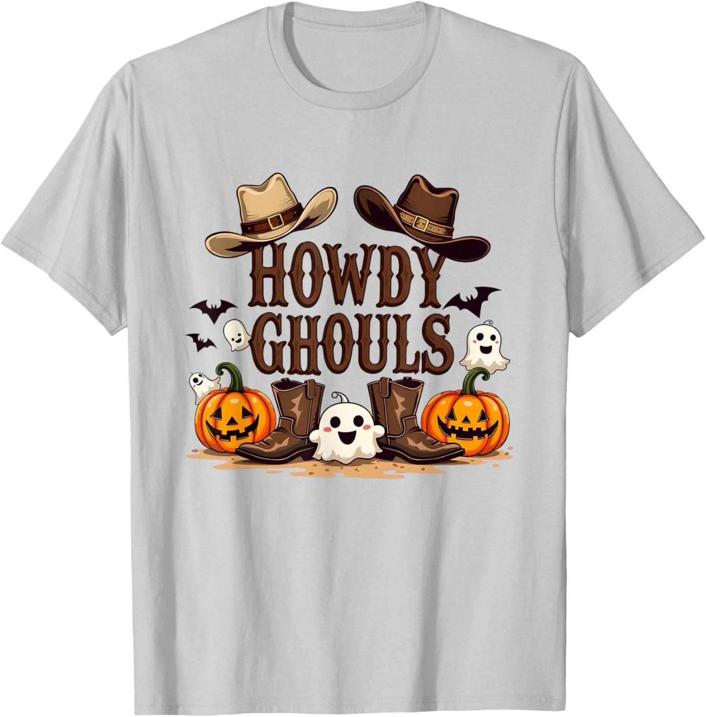 Howdy Ghouls Party Decorations Halloween Cowboy Cowgirl T-Shirt - T-Shirt | Ash